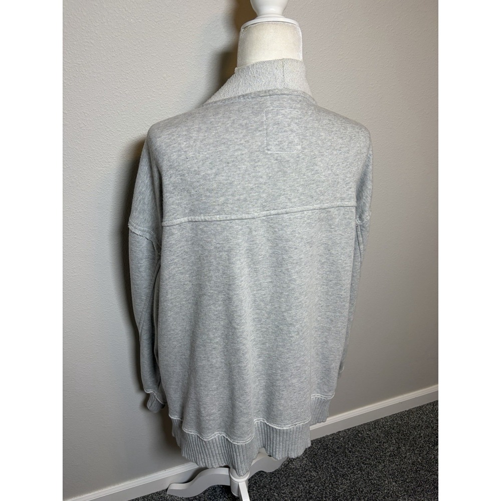 Aerie Boyfriend Button-Up Sweatshirt Cardigan~L~ Heather Gray Relaxed Loungewear - Picture 7 of 15
